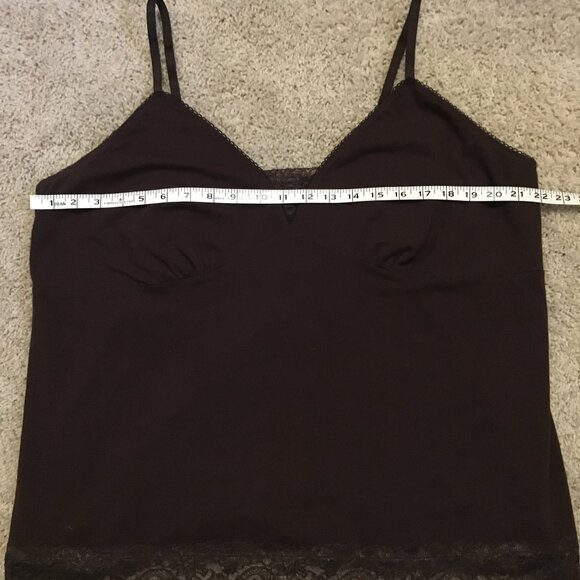 Y2K Brown Cotton Lace Hem and Bust Bodycon Cami - Picture 13 of 15